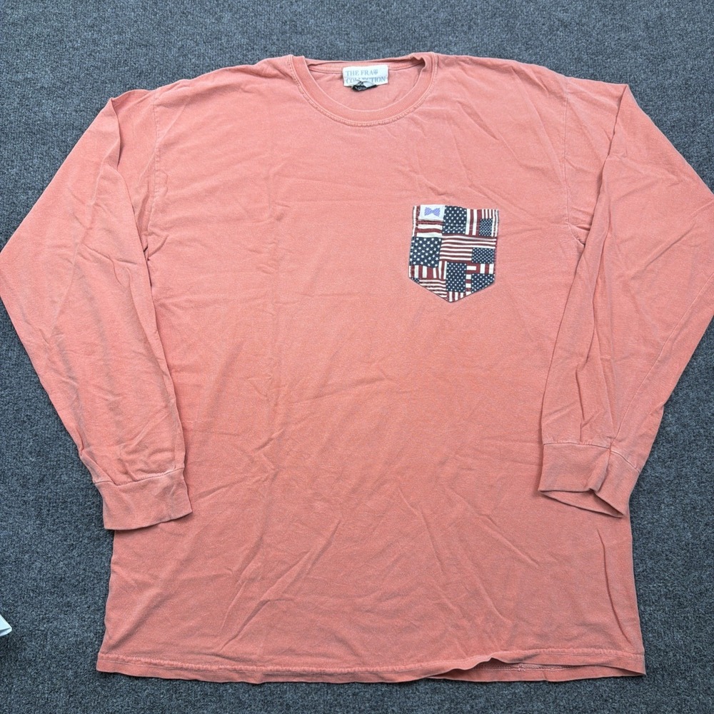 The Frat Collection Long Sleeve Pocket‎ Shirt Mens L Salmon Patchwork American